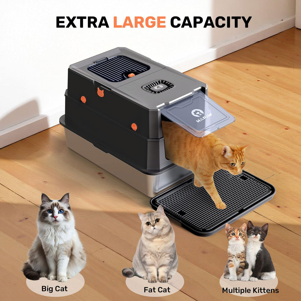 HAPAW carbon odor-absorbing bag integrated with the litter box vents for fresher space.