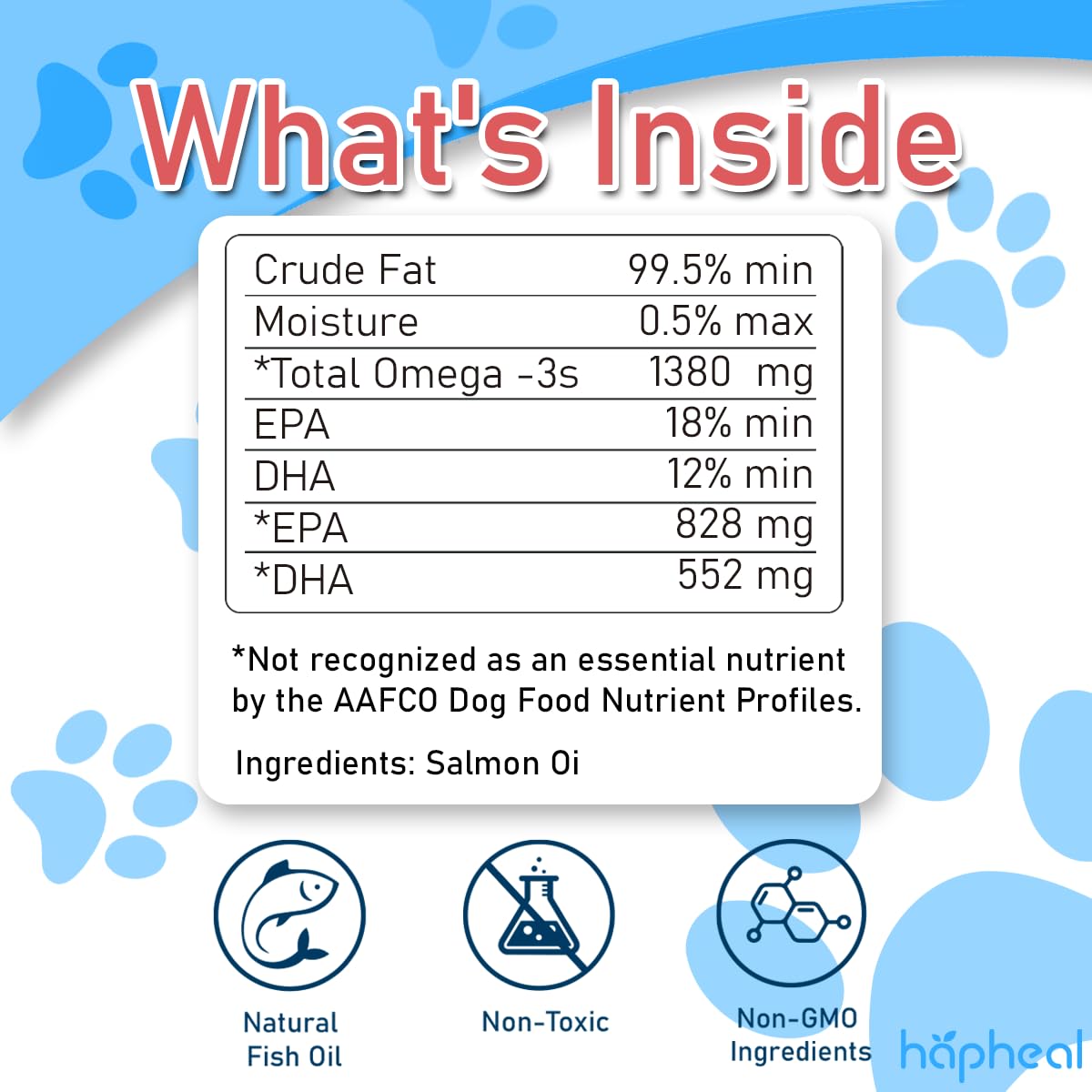 hapheal salmon oil close-up illustrating palatability that dogs and cats may enjoy.