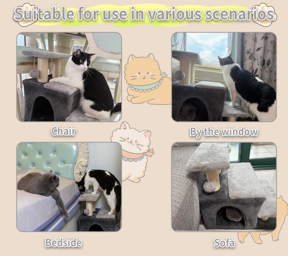 Hapineko 3-in-1 stairs spacious condo for large or chubby cats.