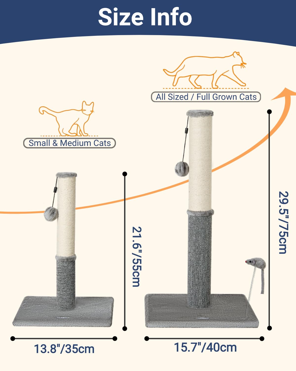 Happi N Pets scratching post on sturdy 13.8x13.8 inch base