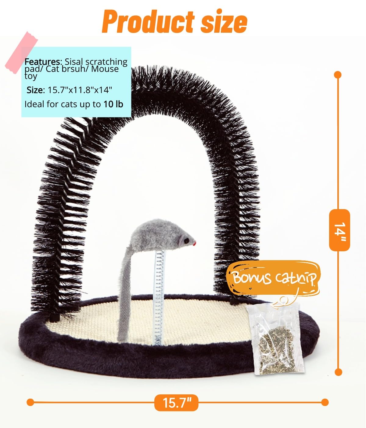 Happi N Pets self-groomer sisal pad close-up for scratching