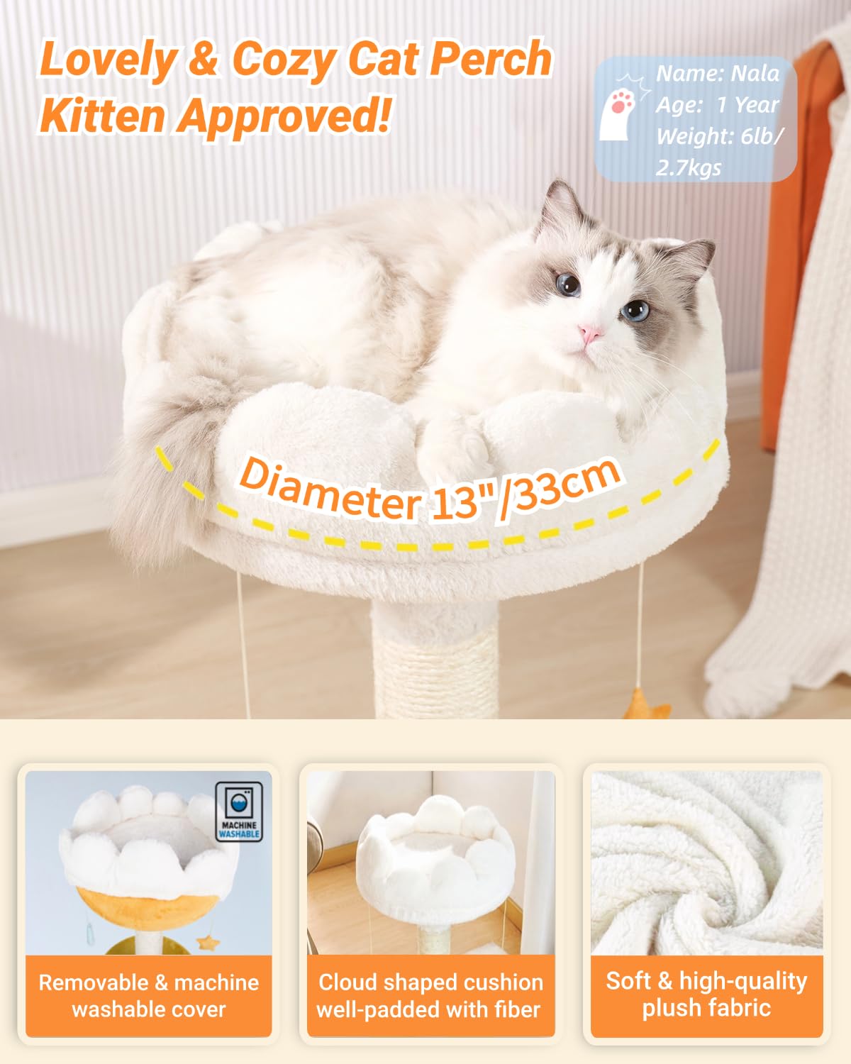 Happi N Pets Cloud Cat Tree 5-minute assembly makes setup quick and easy