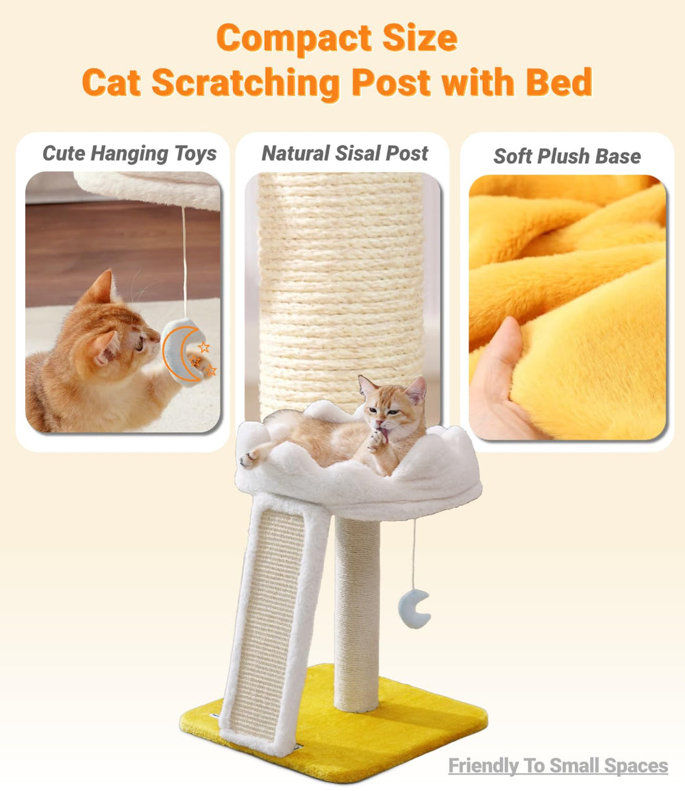 Happi N Pets Cloud cat tree padded perch close-up demonstrates cozy resting spot.