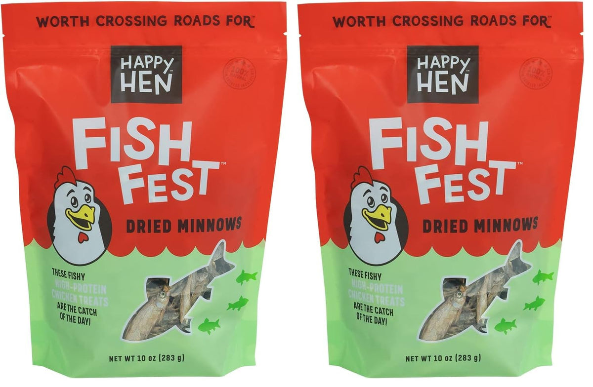 Happy Hen Treats Fish Fest pack of 2 with dried minnows, ideal for training