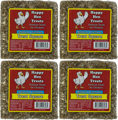 Happy Hen Treats mealworm and sunflower square for chickens; protein boost for healthy poultry.