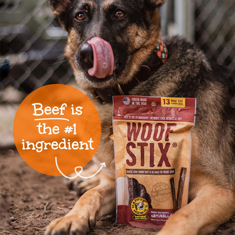Happy Howie's Beef Woof Stix ground-beef ingredient spotlight for nutrition.