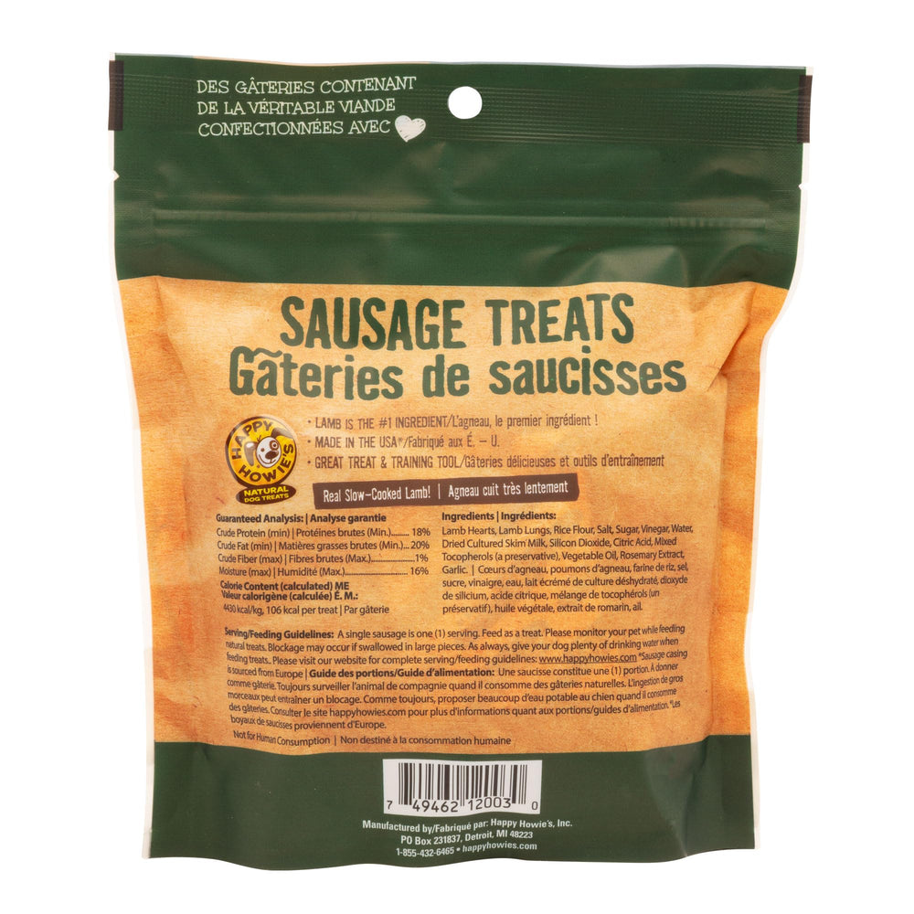 Happy Howie's Lamb Sausage Treat Cut Slice showcases convenient, shareable treats for dogs.