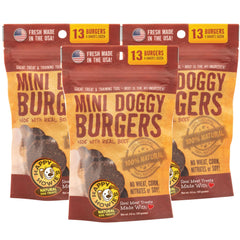 Happy Howie's Mini Doggy Burgers raw beef patties for chewing and reward.