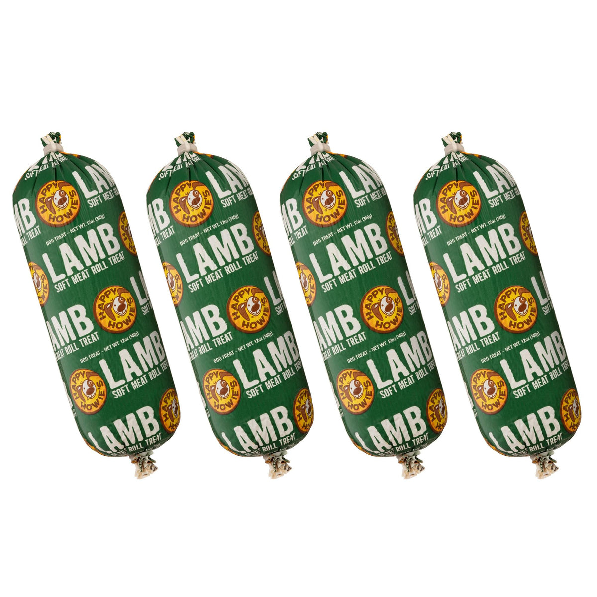 Happy Howie's Soft Lamb Roll Treats packaging highlights USA-made quality for trusted rewards