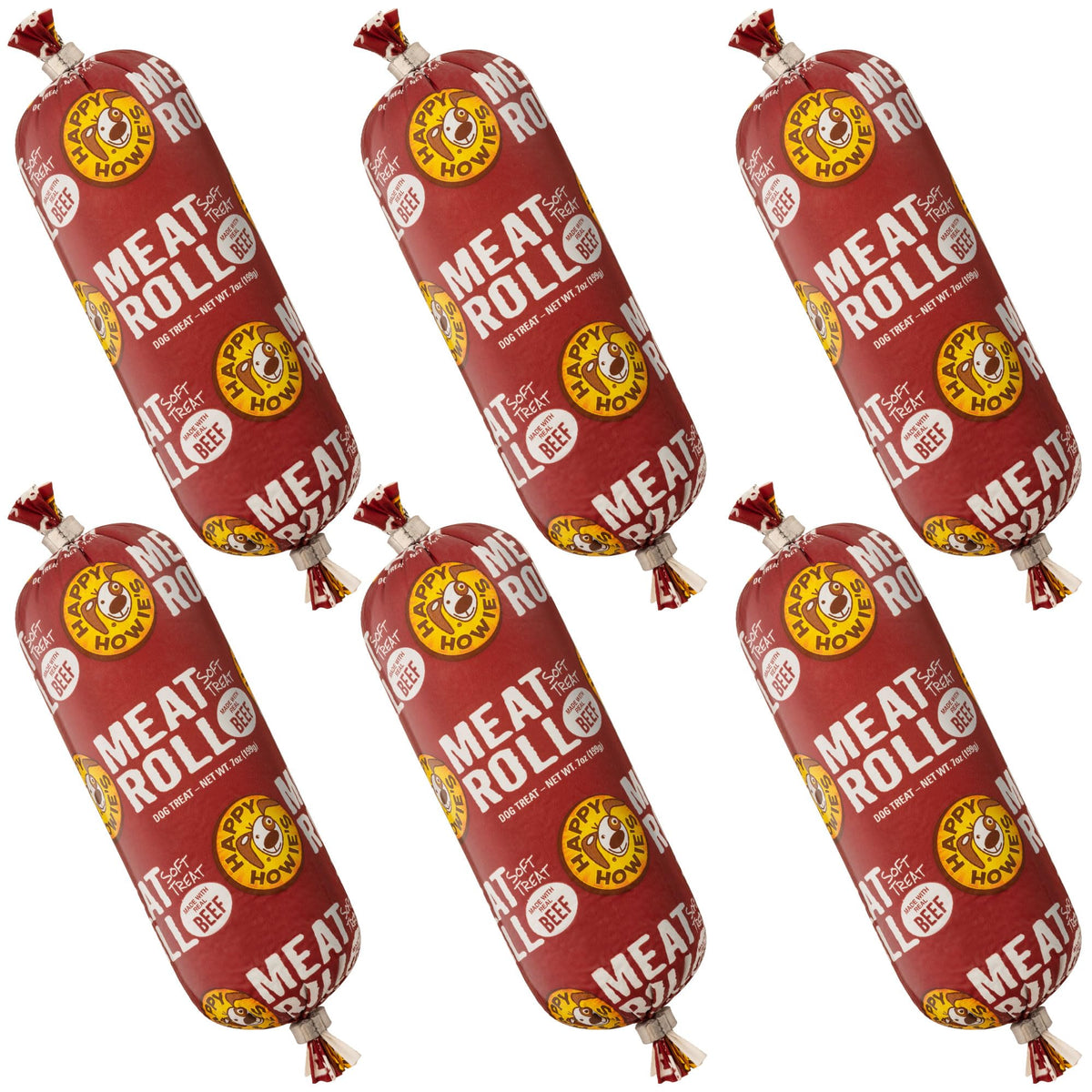Happy Howie's Soft Meat Roll beef roll close-up shows tender texture for rewarding treats.