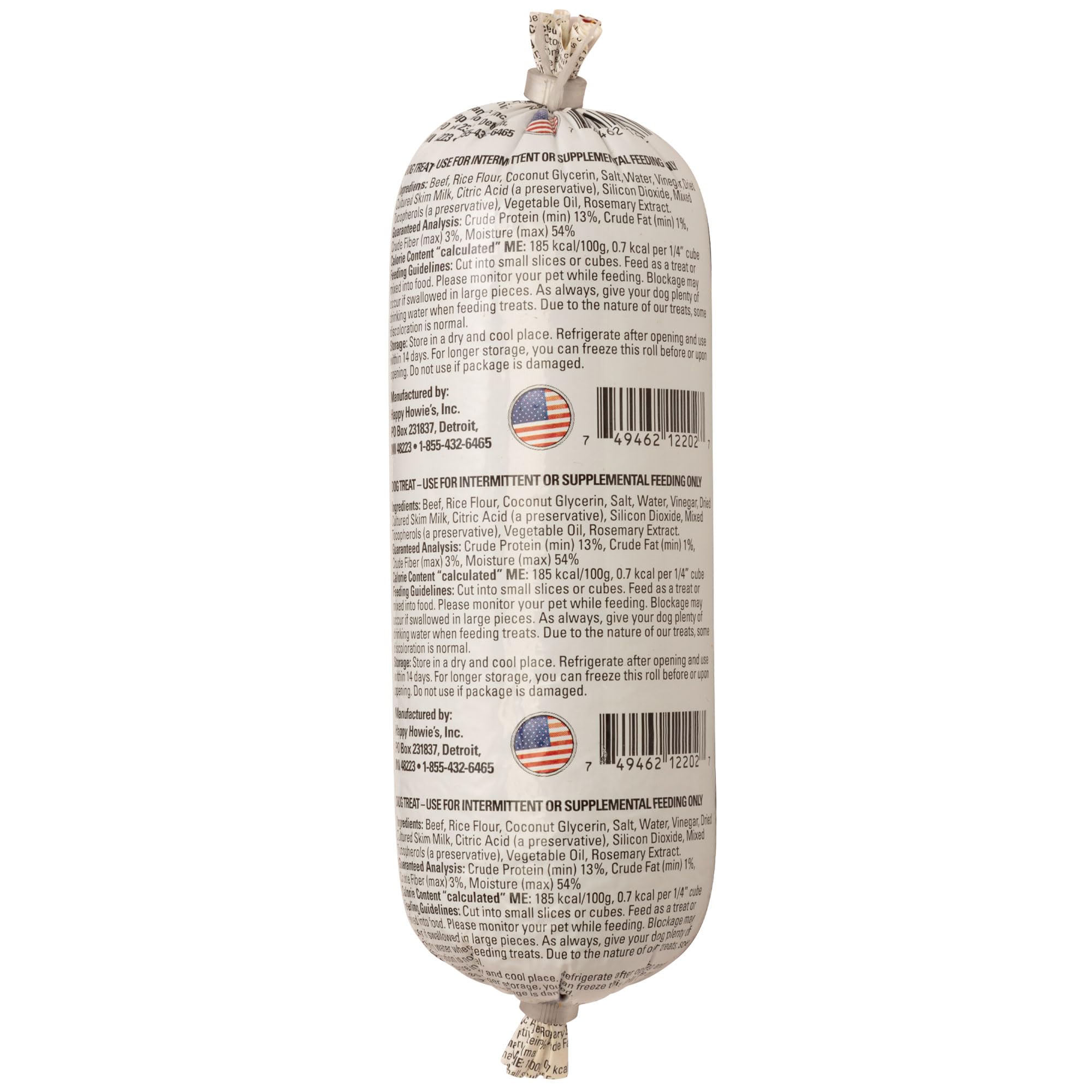 Happy Howie's Soft Meat Roll ingredients beef highlight natural protein for strong, healthy dogs.