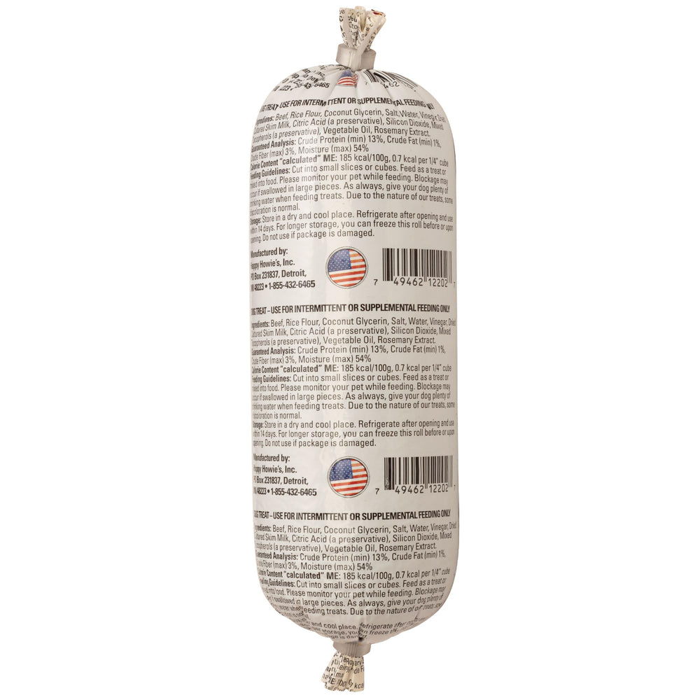 Happy Howie's Soft Meat Roll ingredients beef highlight natural protein for strong, healthy dogs.