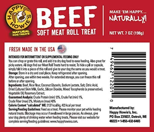 Happy Howie's Soft Meat Roll being refrigerated after opening for up to two weeks.