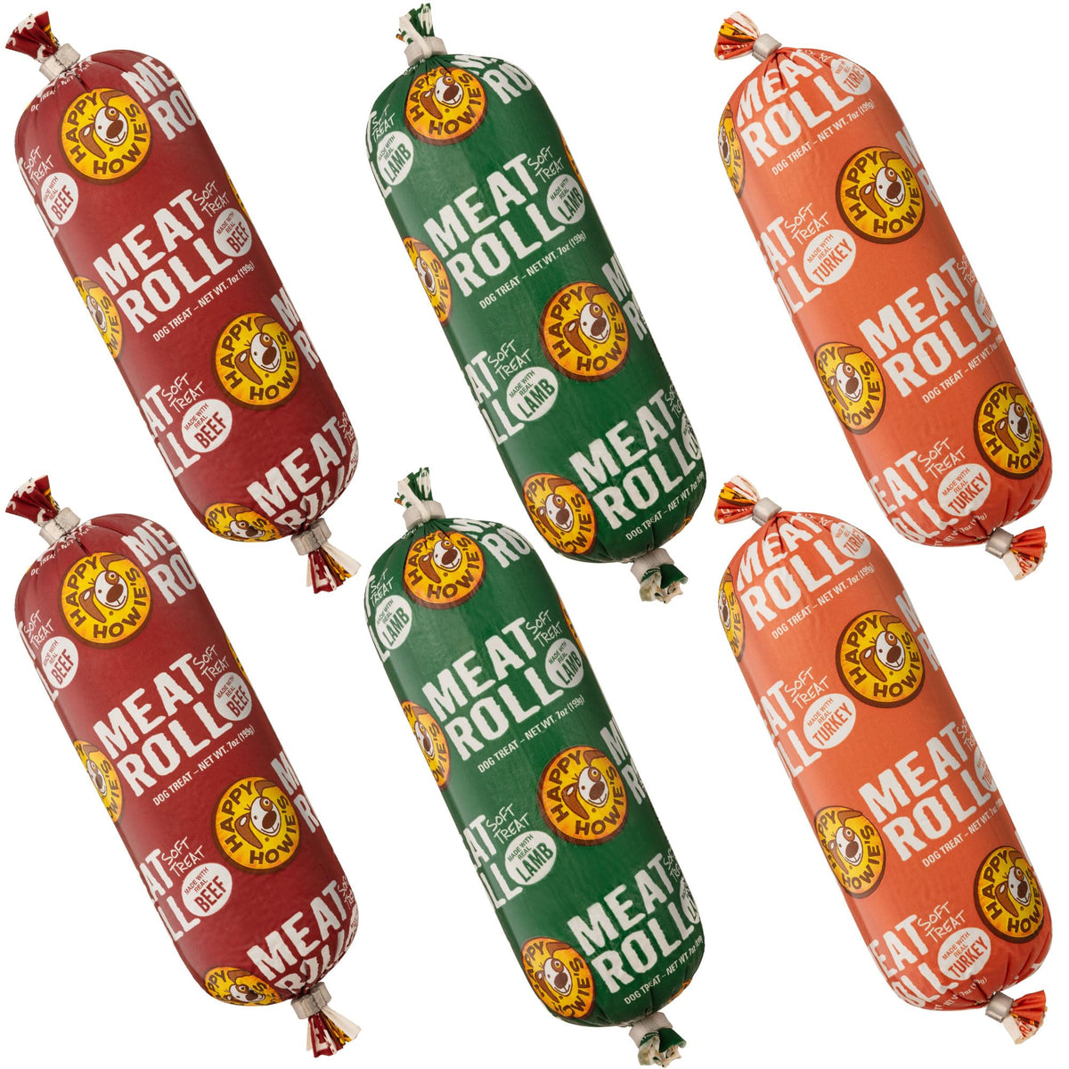 Happy Howie's Soft Meat Roll Treat unwraps for a tasty, natural reward.