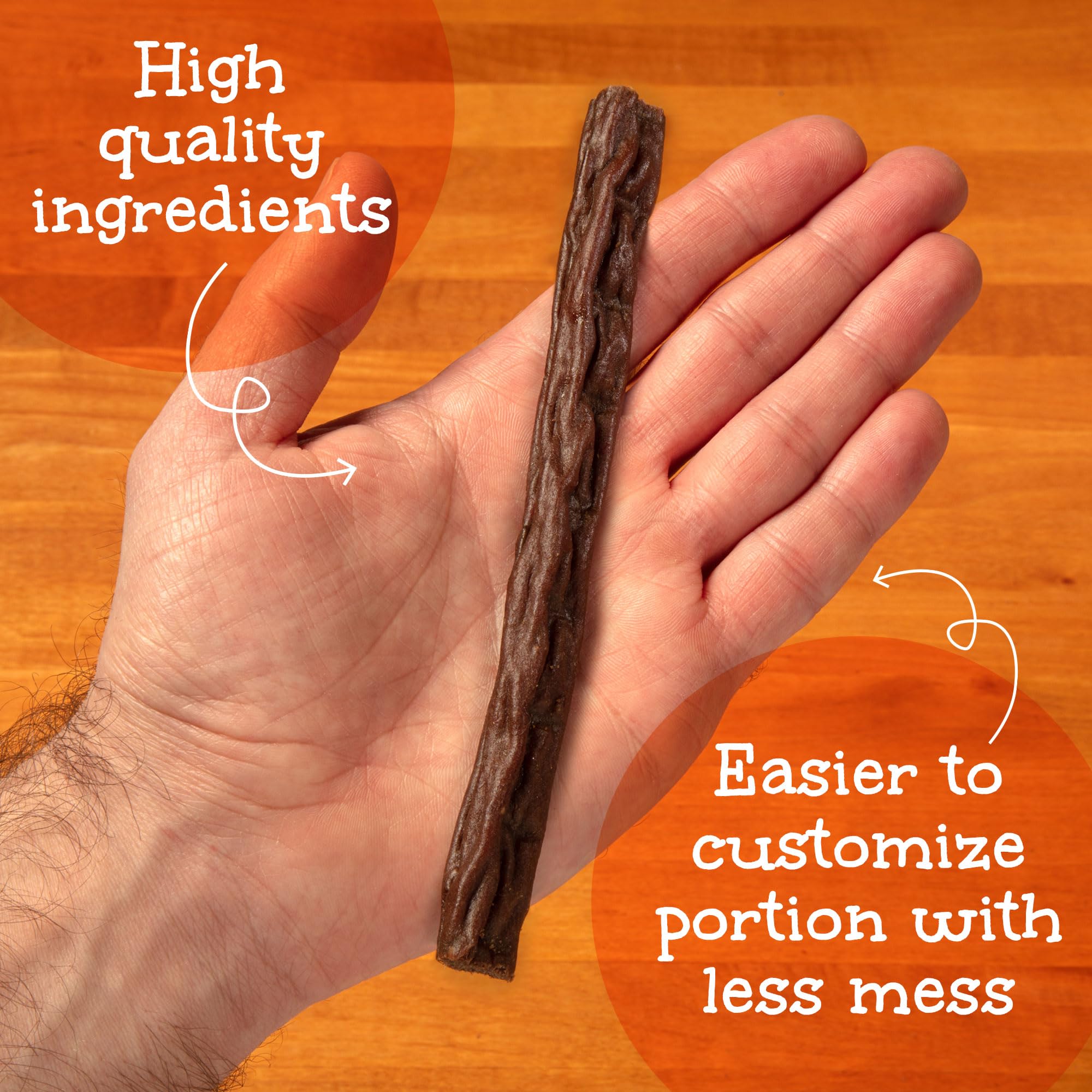Happy Howie's Woof Stix slow-cooked beef chew; soft and satisfying bite.