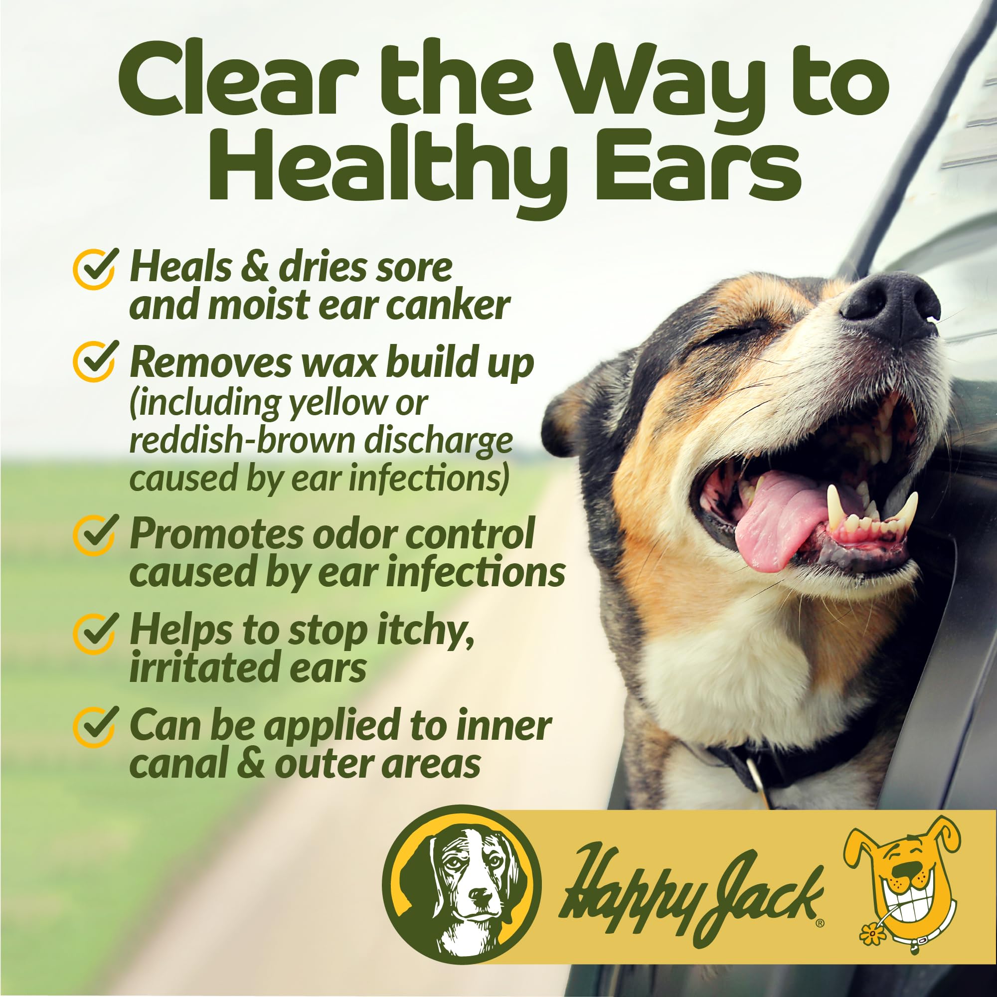 HAPPY JACK Ear Canker Powder bottle close-up for canine ear care