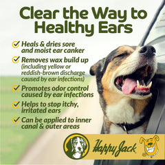 HAPPY JACK Ear Canker Powder bottle close-up for canine ear care