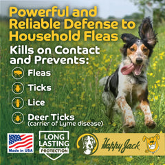 Happy Jack flea tick powder applied to dogs fur for long lasting pest control