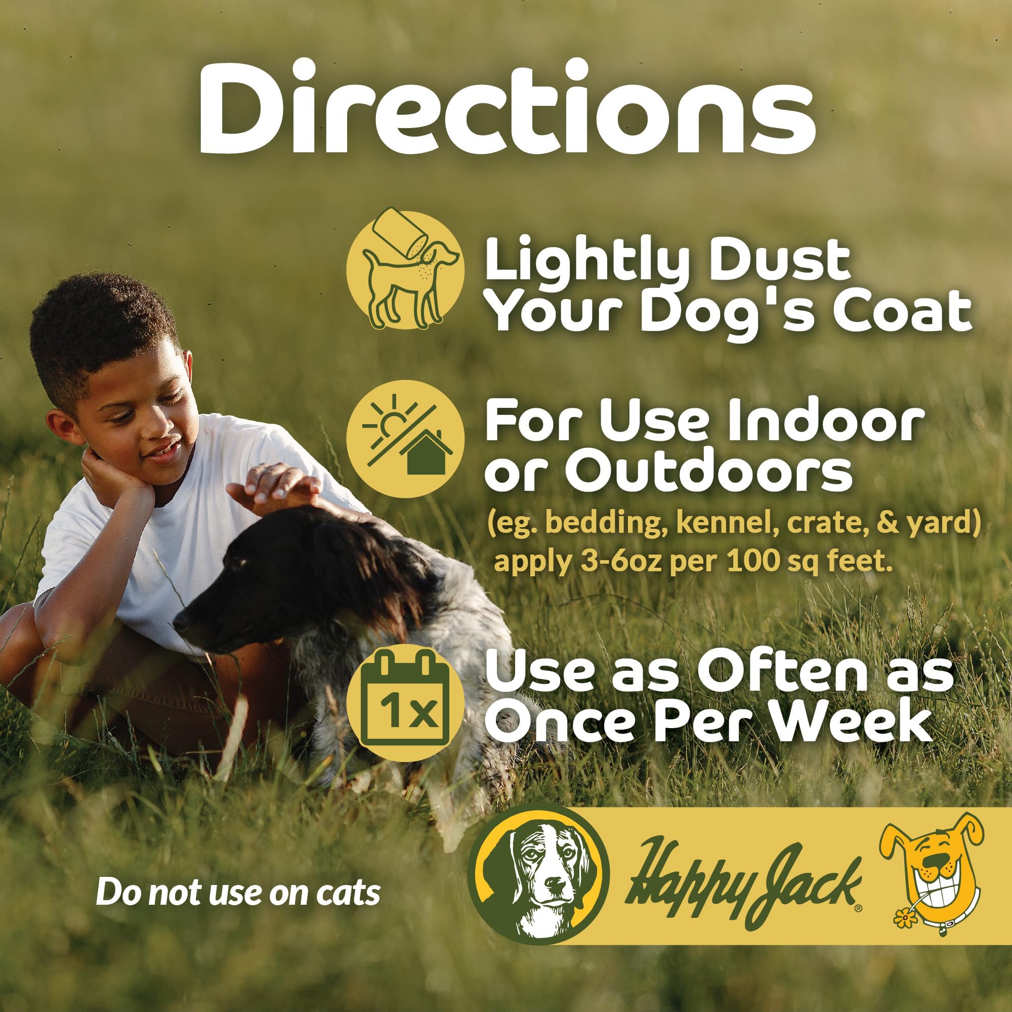 Happy Jack flea tick powder is odorless and non-staining for light colored fur