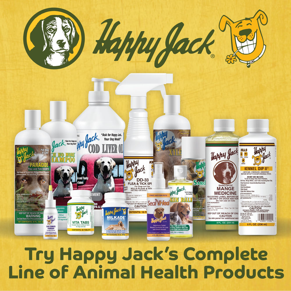 Happy Jack flea tick powder since 1946 USA made trusted for decades