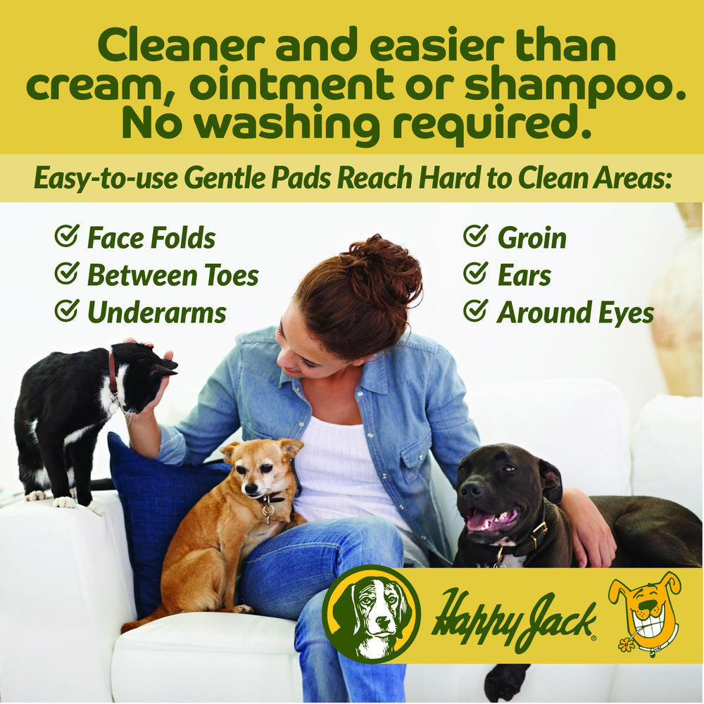 HAPPY JACK KetoHexidine cat acne wipes closeup for chin and fur cleaning