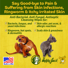 HAPPY JACK KetoHexidine dog-cat wipes closeup for multi-use skin care
