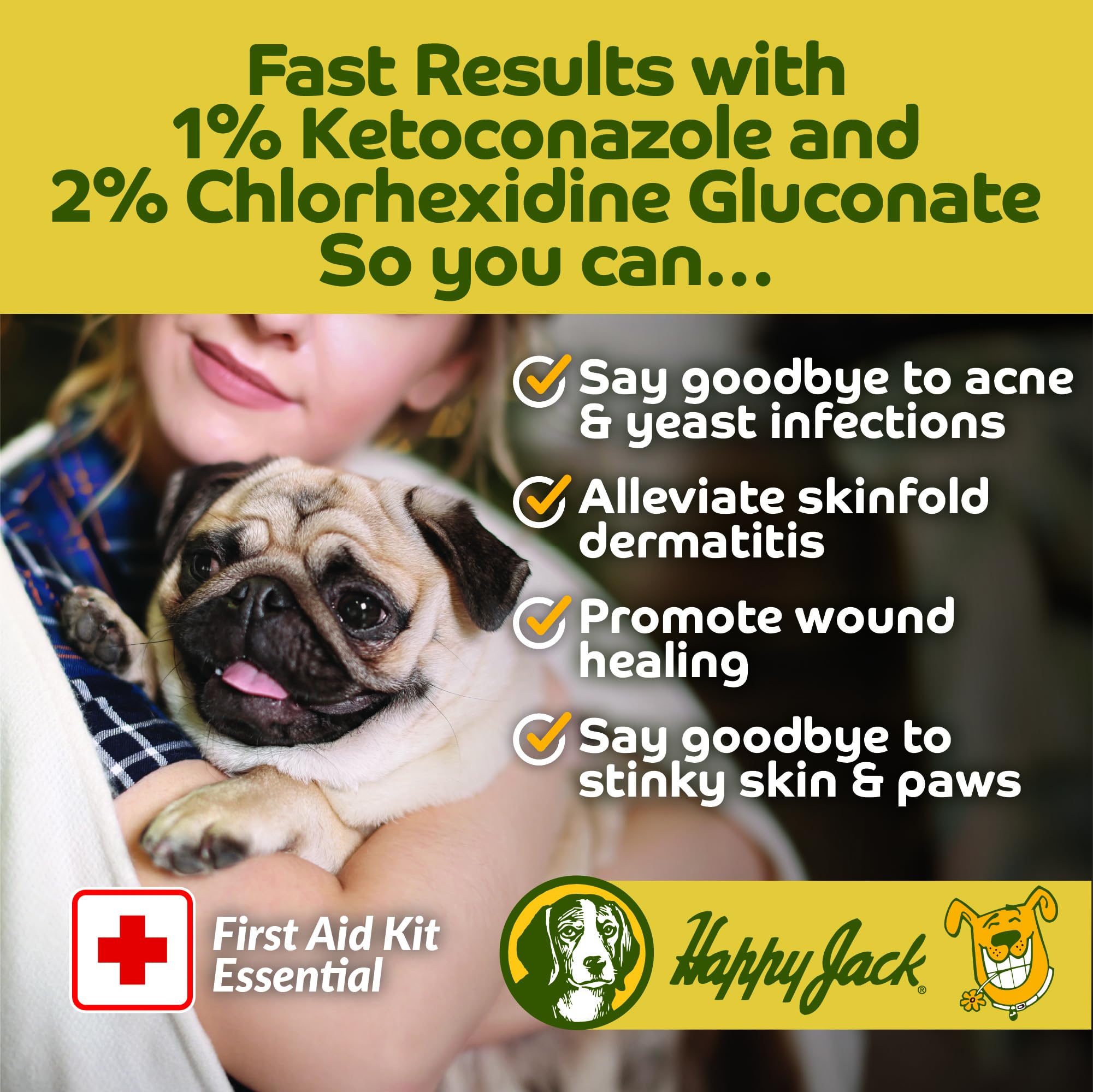 HAPPY JACK KetoHexidine premoistened wipes bottle view for easy application