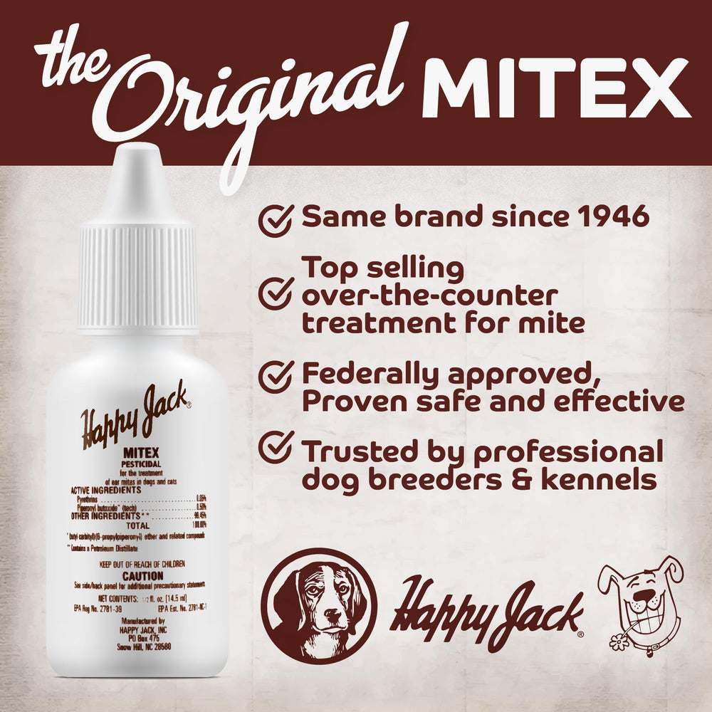 Happy Jack Made in USA stamp on Mitex packaging.