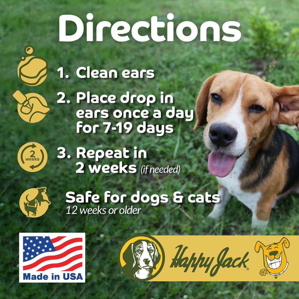 Happy Jack Mitex dog-earcare for canine ear mite relief.