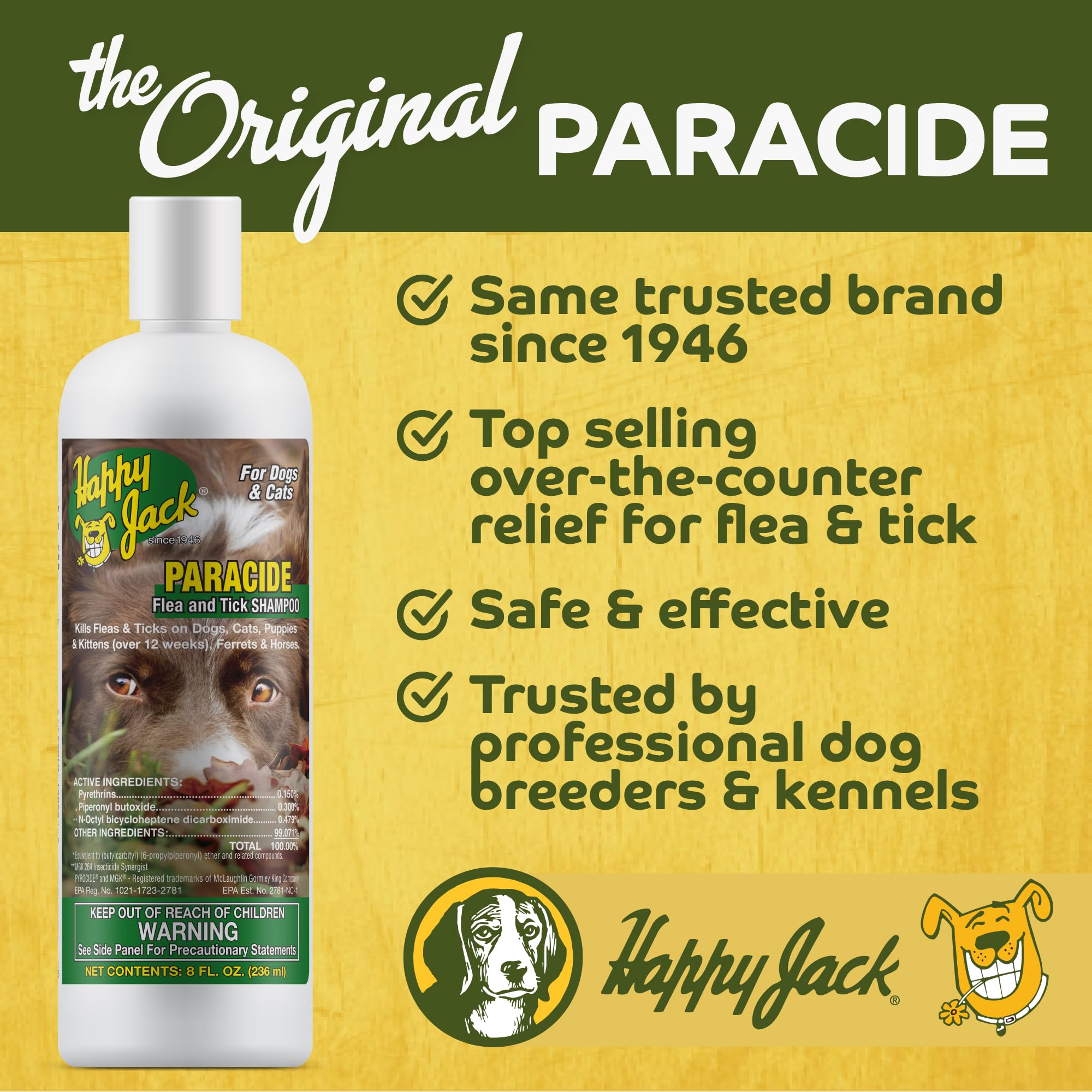 Happy Jack Paracide Champú apto para razas sensibles