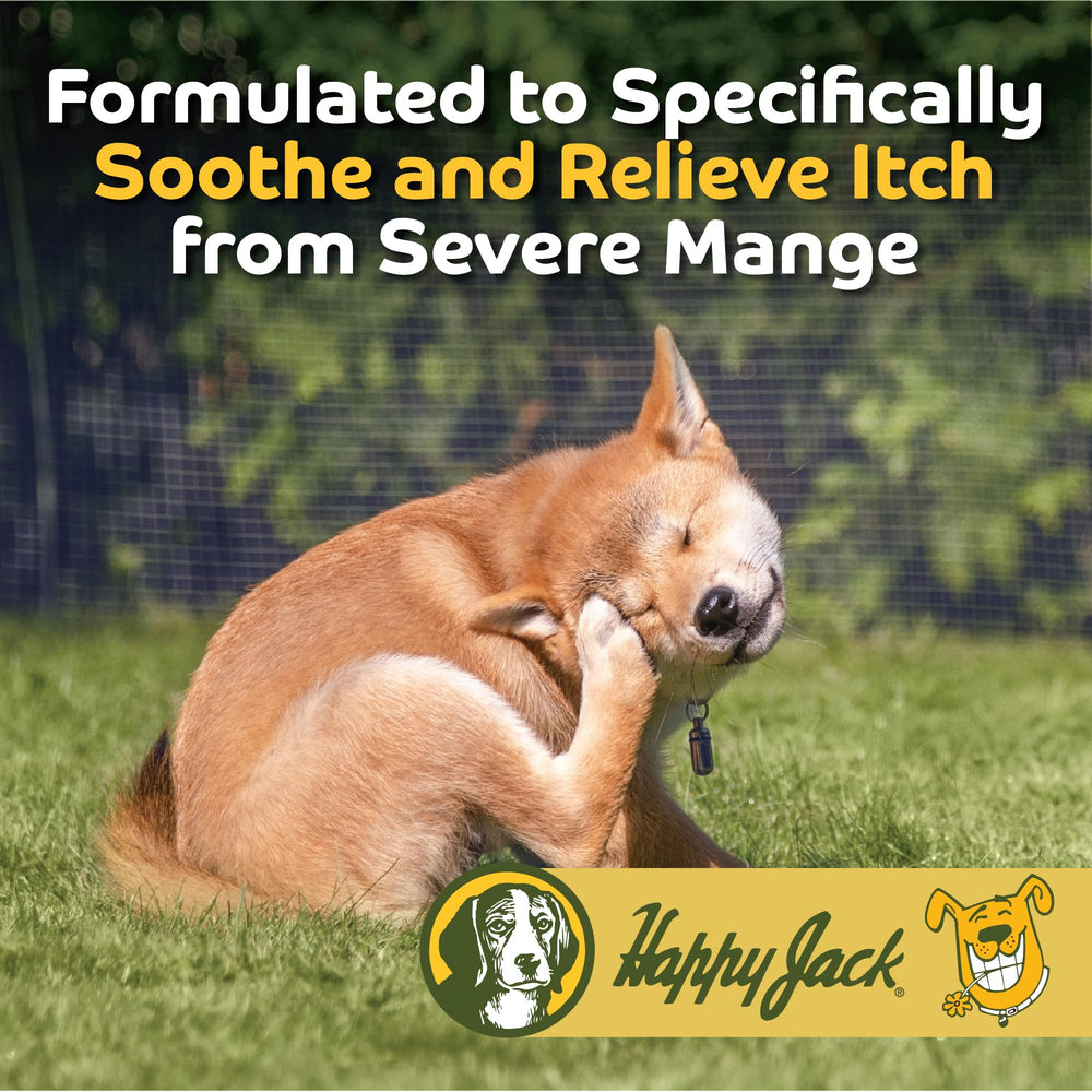 Happy Jack Sardex odorless spray being applied for quick skin relief