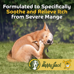 Happy Jack Sardex odorless spray being applied for quick skin relief