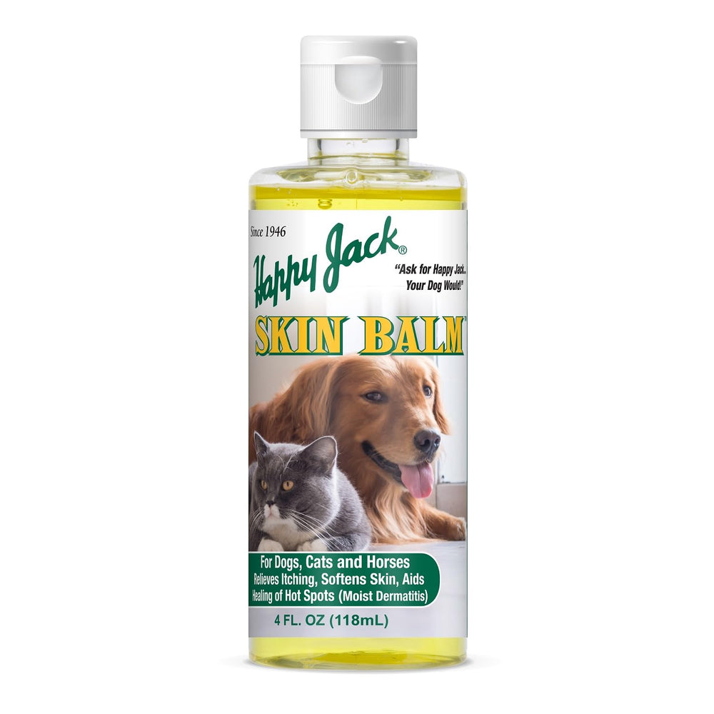 Happy Jack Skin Balm 4oz bottle for itchy skin relief in pets.