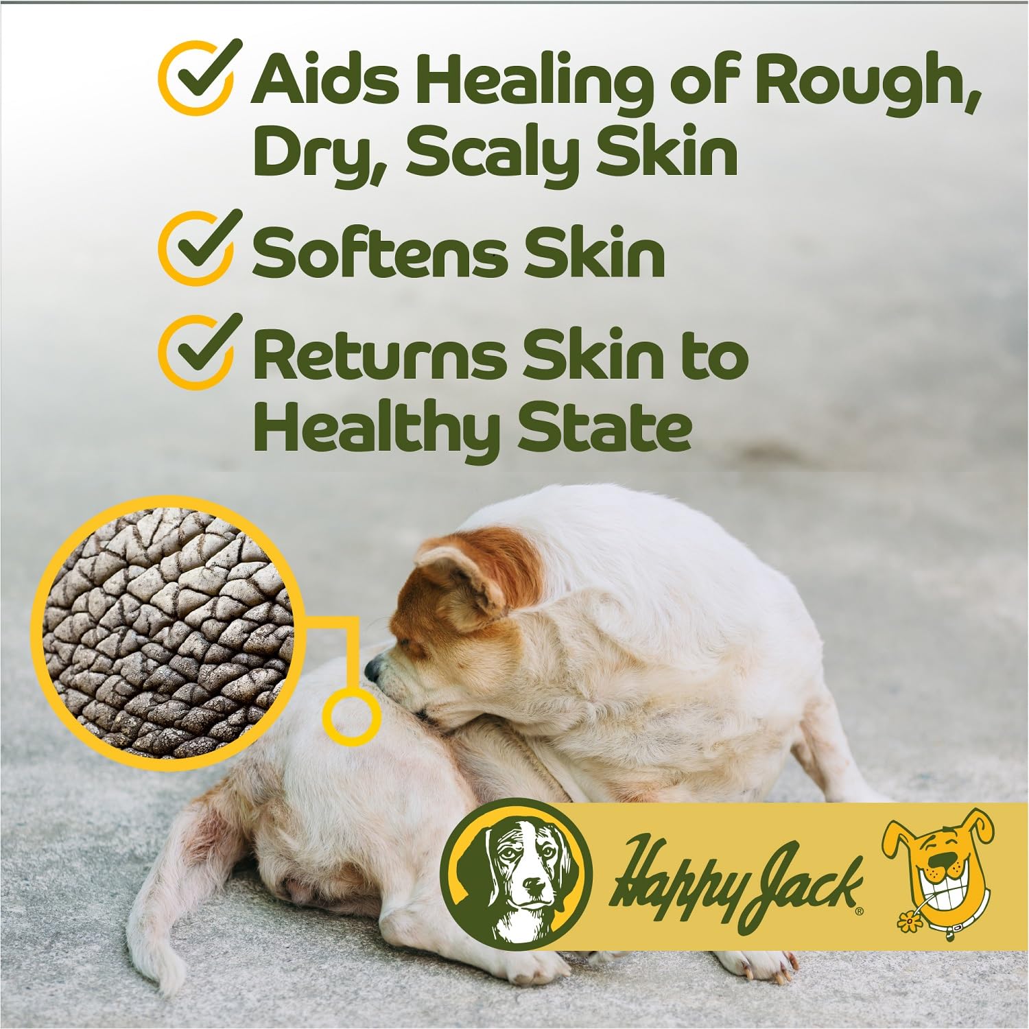 Happy Jack Skin Balm applied to a cat's irritated skin for soothing relief.
