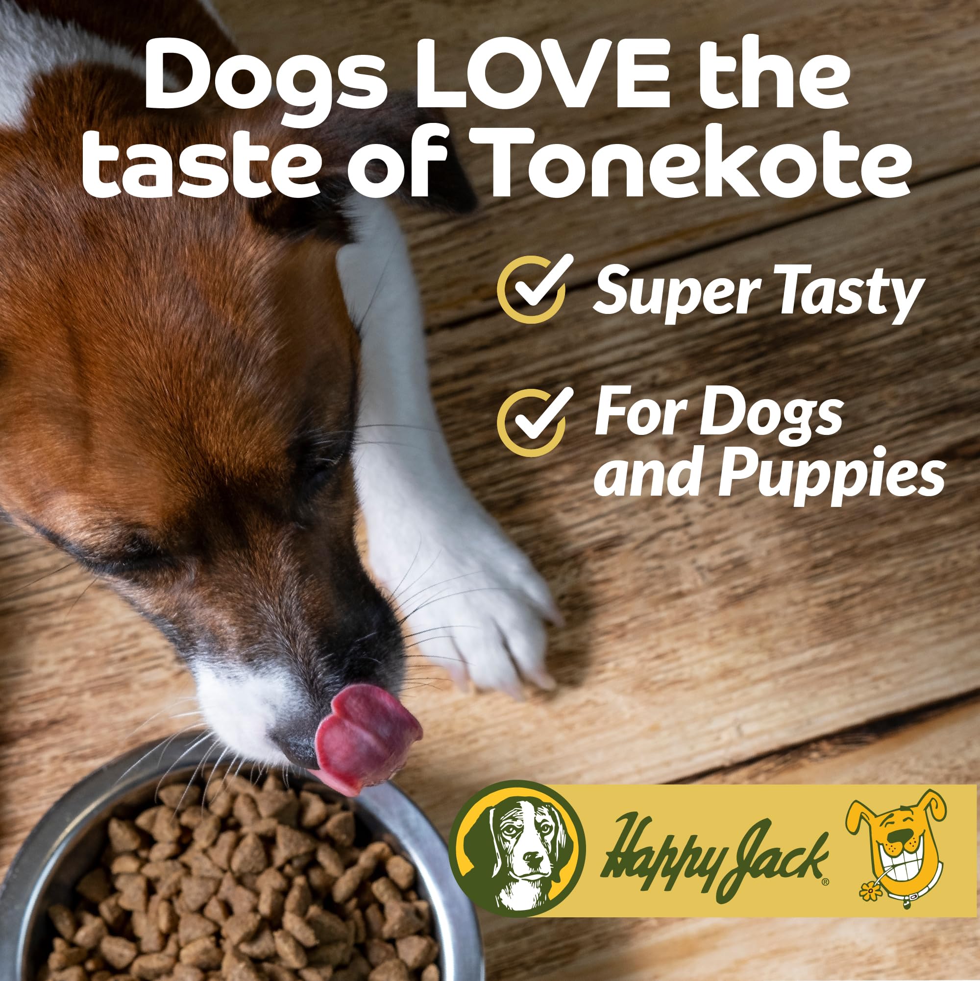 Happy Jack Tonekote label closeup showcasing USA-made heritage since 1946.