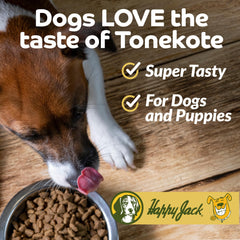 Happy Jack Tonekote label closeup showcasing USA-made heritage since 1946.