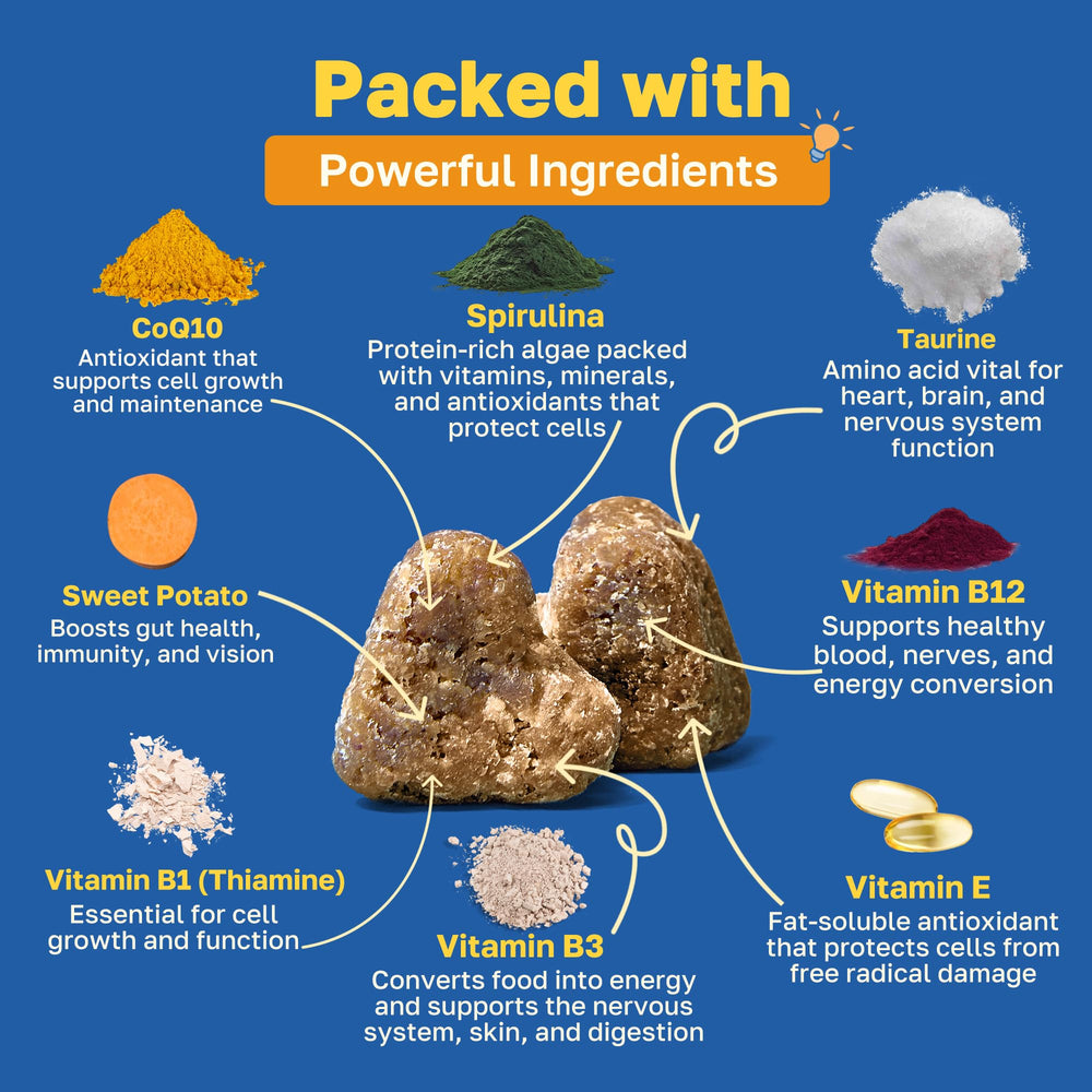 Happy Paws chicken soft chews closeup emphasizes palatability and easy meal mixing.