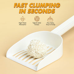 Happy & Polly Tofu Cat Litter dust-free texture with clean paws.