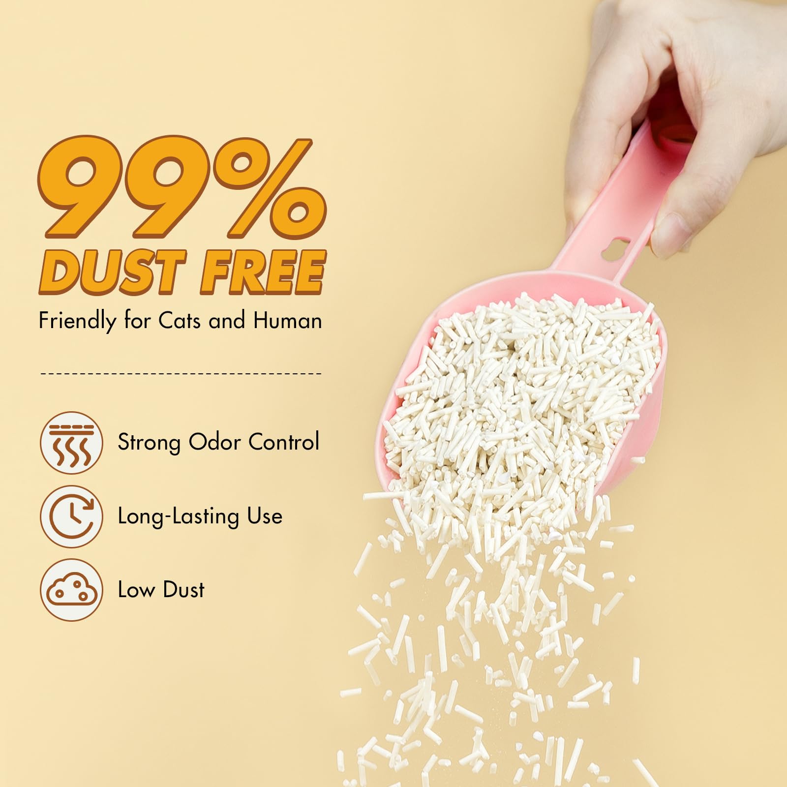 Happy & Polly Tofu Cat Litter coconut carbon odor absorption in action.