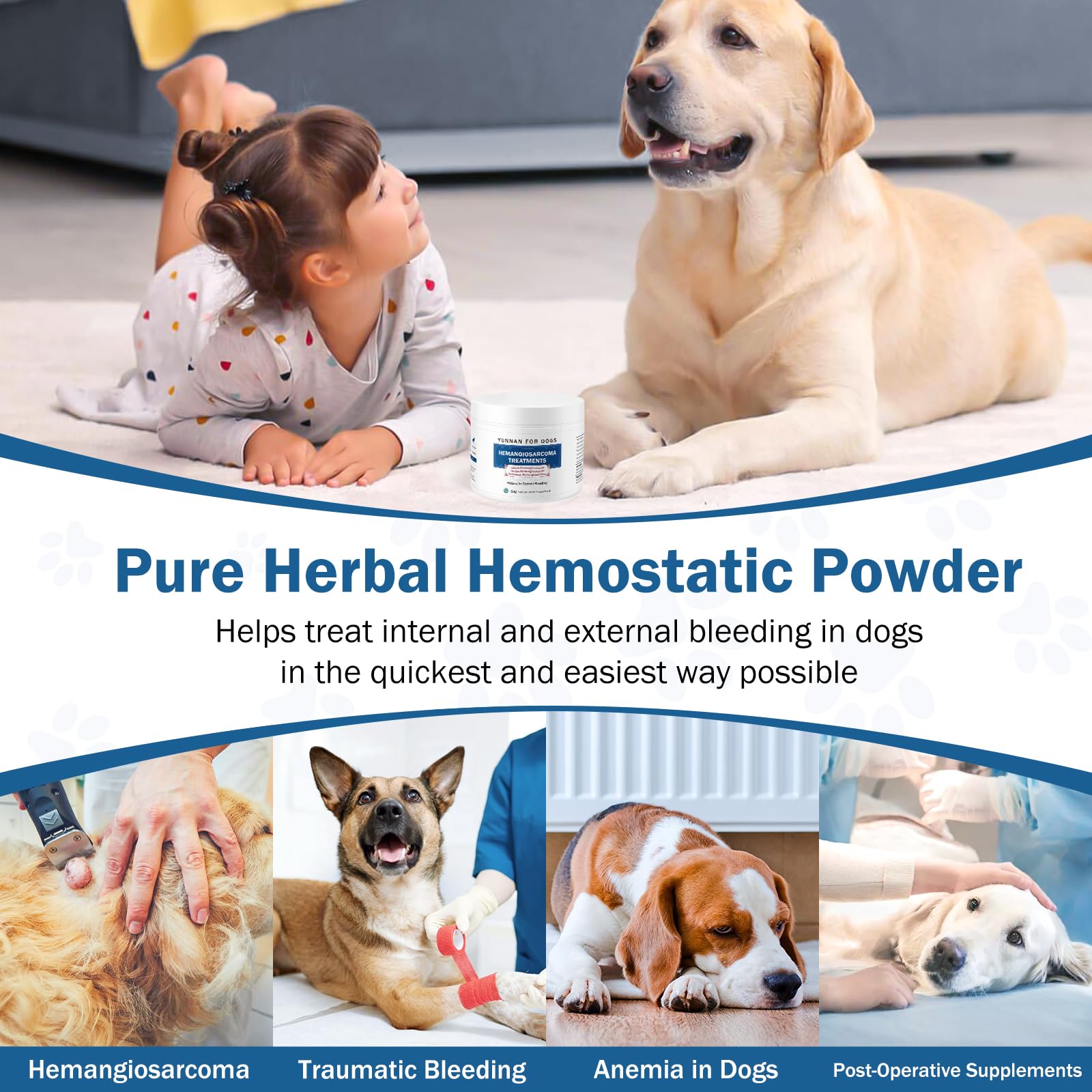 Happy Saffron Plus Quick Stop Bleeding bottle and scoop simplifying daily dosing for pets