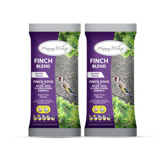 Happy Wings Finch Blend prefilled sock for quick backyard feeding.