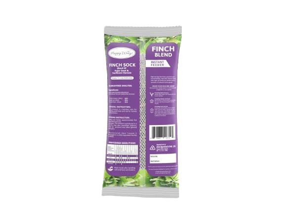 Happy Wings Finch Blend sunflower hearts and kernels highlighting nutritious mix for visiting birds.