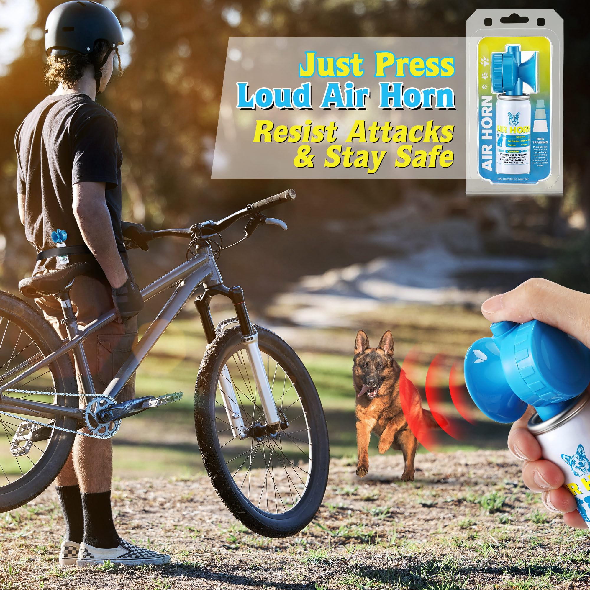 HappyAlley air horn-coyote-deter-during-walk captures wildlife deterrence for outdoor activities.