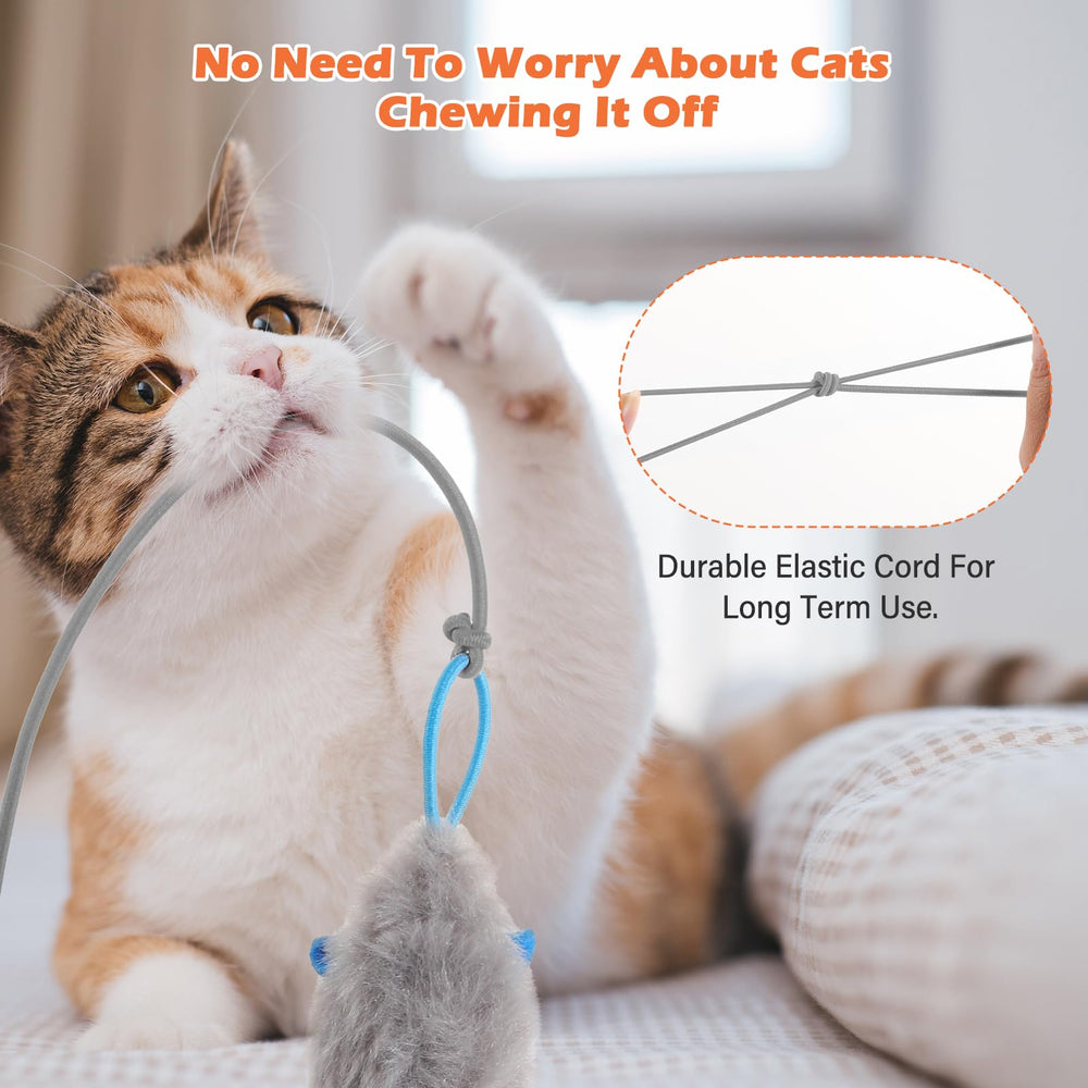 HappyCode Rechargeable Cat Teaser USB charging image highlights rechargeable design for extended playtime