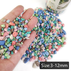 HappyFiller colored pea gravel fairy garden detail highlighting tiny sparkling pathways.
