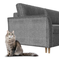 HappyFreeSX anti-cat-scratch tape on sofa protects upholstery and deters claws.
