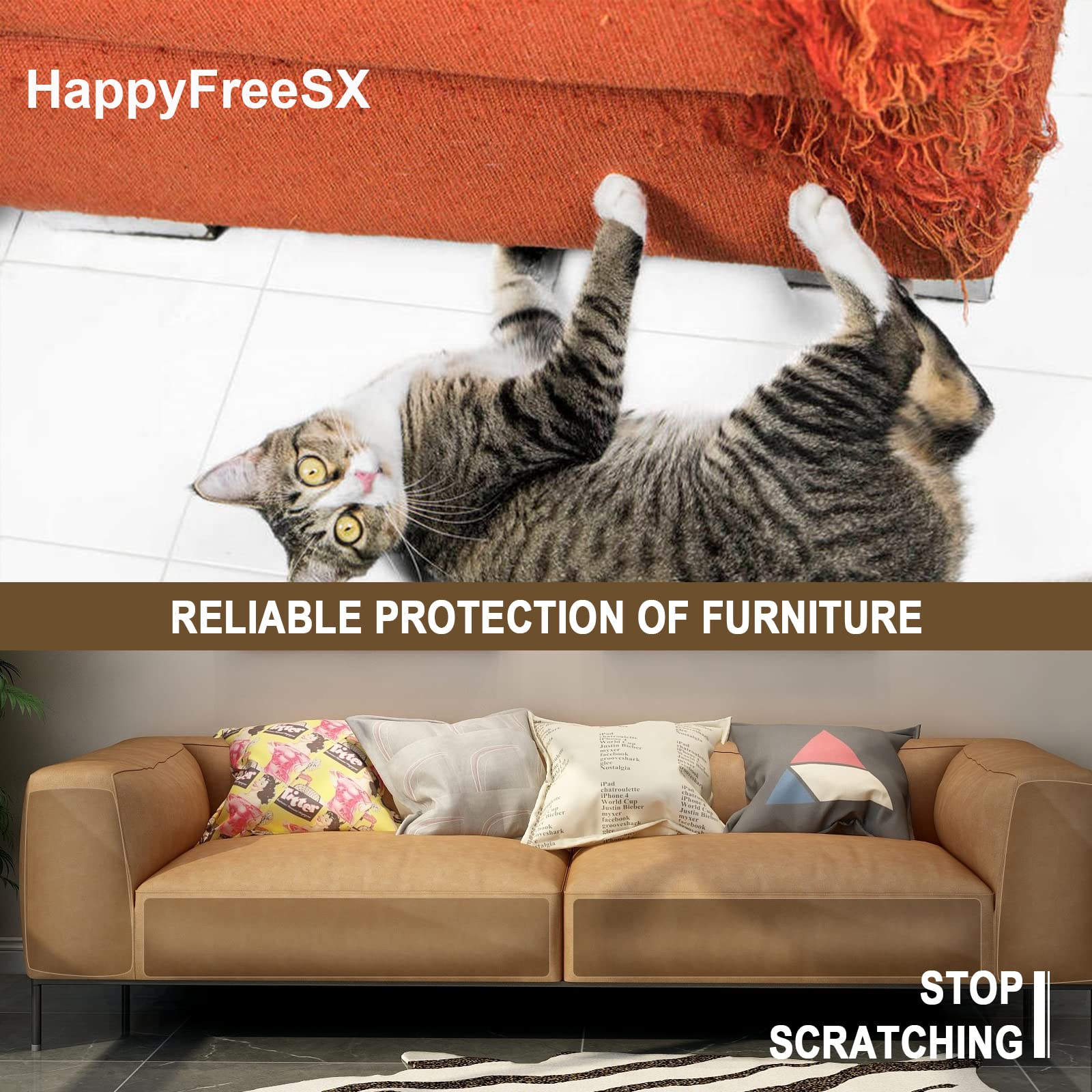 HappyFreeSX cat scratch tape includes multi-pack packaging for versatile home use.