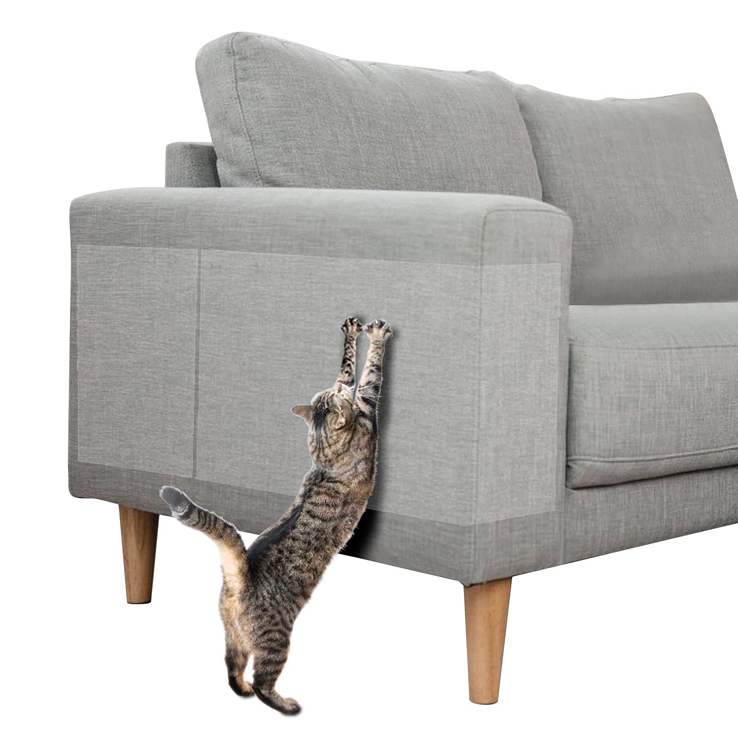 HappyFreeSX couch protector pack flat lay demonstrates versatile furniture scratch deterrence.