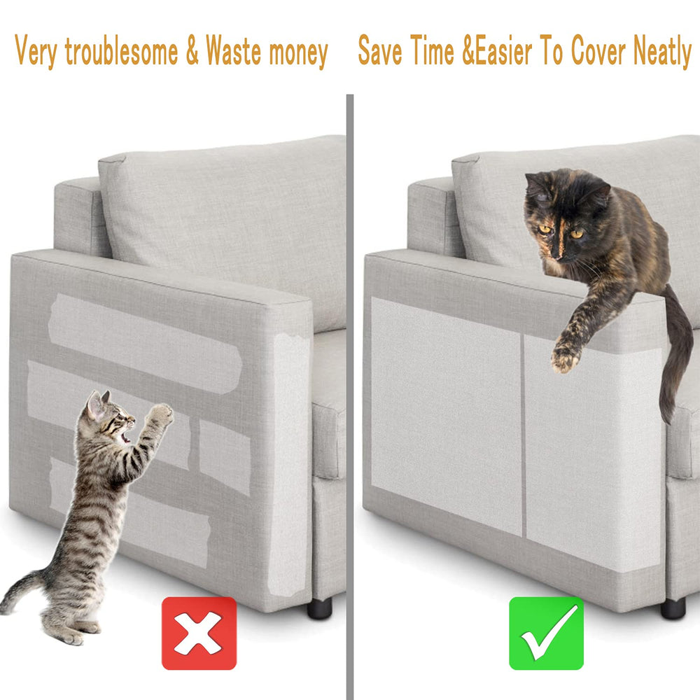 HappyFreeSX pack applied on a sofa reduces claw marks and preserves fabric.