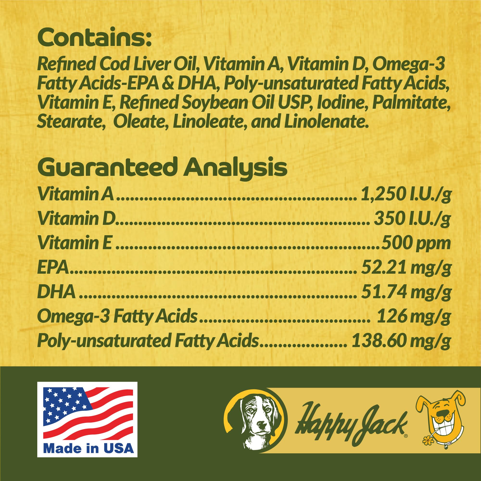 Happy Jack Cod Liver Oil palatable taste encourages dogs to take it willingly.